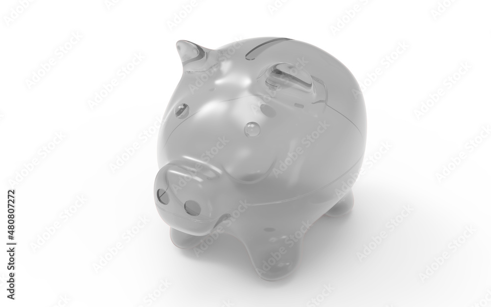 Piggy bank white to save money economy finance and savings concept 3D illustration