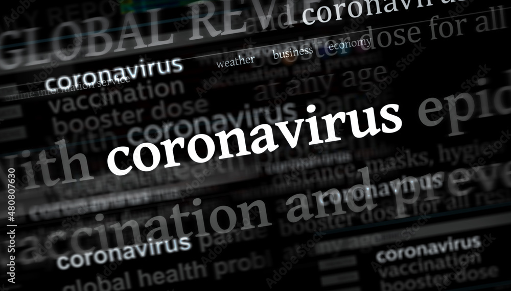 Headline titles media with coronavirus covid epidemic 3d illustration Headline titles media with coronavirus covid epidemic 3d illustration