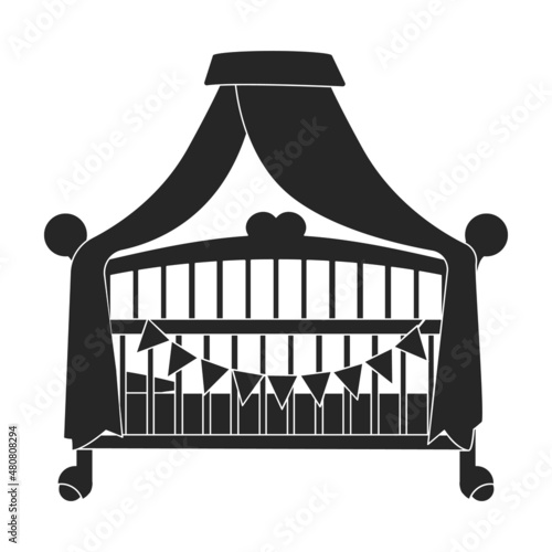 Crib vector icon.Black vector icon isolated on white background crib.