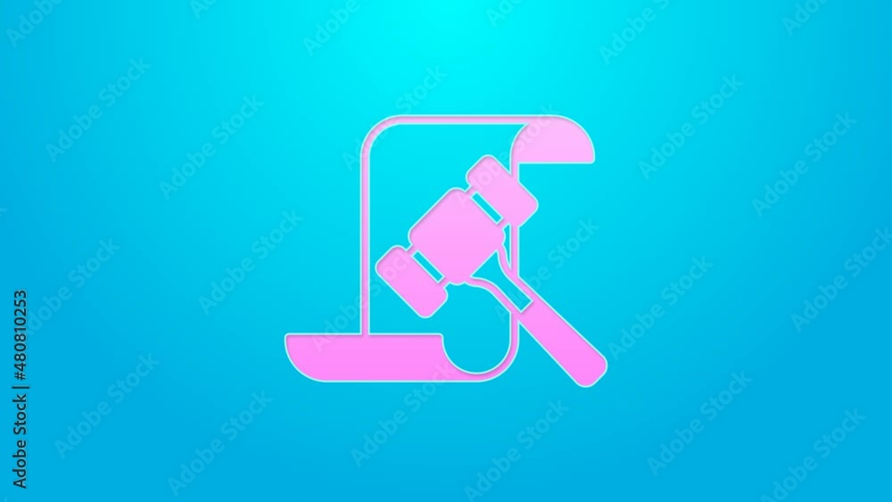 Pink line Auction hammer icon isolated on blue background. Gavel - hammer of judge or auctioneer. Bidding process, deal done. Auction bidding. 4K Video motion graphic animation Pink line Auction hammer icon isolated on blue background. Gavel - hammer of judge or auctioneer. Bidding process, deal done. Auction bidding. 4K Video motion graphic animation