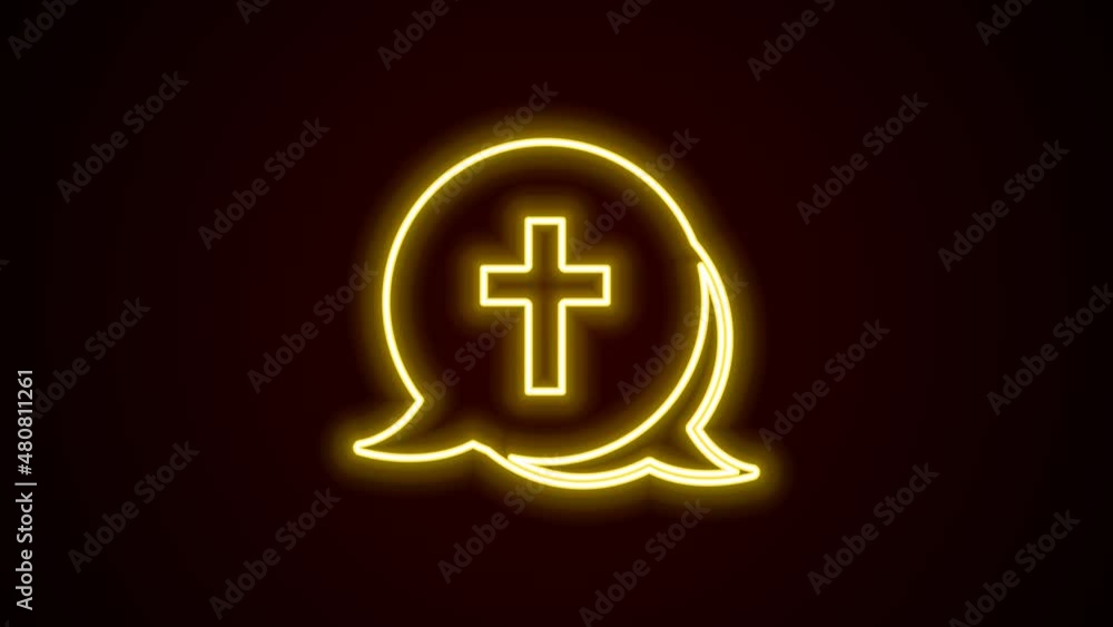 Glowing neon line Christian cross icon isolated on black background. Church cross. 4K Video motion graphic animation Glowing neon line Christian cross icon isolated on black background. Church cross. 4K Video motion graphic animation