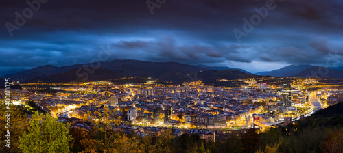 Stunning evening aerial view of Bilbao from Artxanda hill, Basque country, Spain. photo