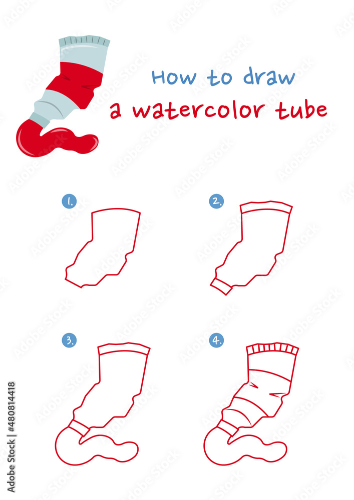How to draw a watercolor tube vector illustration. Draw a watercolor
