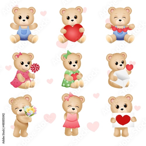 Wallpaper Mural Set of cute teddy bears. Vector illustration  Torontodigital.ca