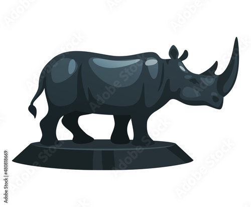 Vector cartoon style illustration of rhino statue