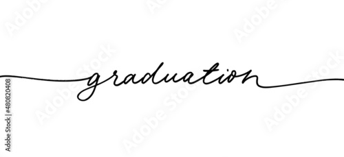 Graduation logo template typography element. Typography greeting, invitation card. Vector lettering illustration of a graduating class. Handwritten modern pen line calligraphy. 
