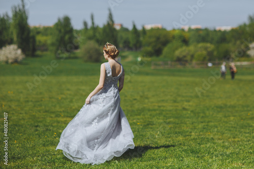 The beautiful woman in a dress in the field. © Anastasia