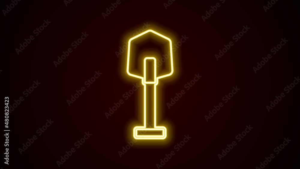 Glowing neon line Fire shovel icon isolated on black background. Fire protection equipment. Equipment for firefighter. 4K Video motion graphic animation Glowing neon line Fire shovel icon isolated on black background. Fire protection equipment. Equipment for firefighter. 4K Video motion graphic animation