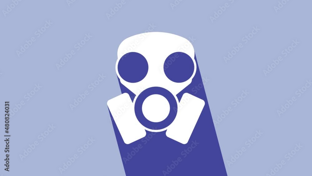 White Gas mask icon isolated on purple background. Respirator sign. 4K Video motion graphic animation White Gas mask icon isolated on purple background. Respirator sign. 4K Video motion graphic animation