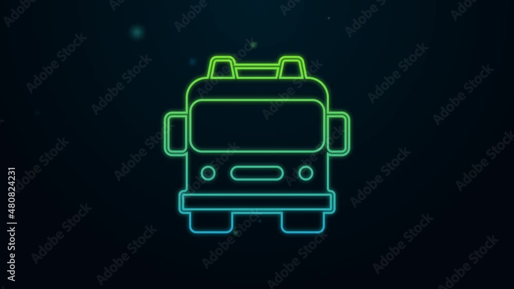 Glowing neon line Fire truck icon isolated on black background. Fire engine. Firefighters emergency vehicle. 4K Video motion graphic animation Glowing neon line Fire truck icon isolated on black background. Fire engine. Firefighters emergency vehicle. 4K Video motion graphic animation
