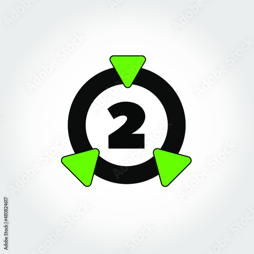 Ring icon with triangles and numeral two inside