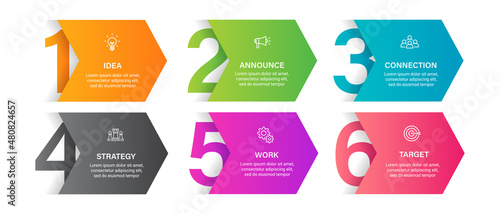 Steps business timeline process infographic template design with icons