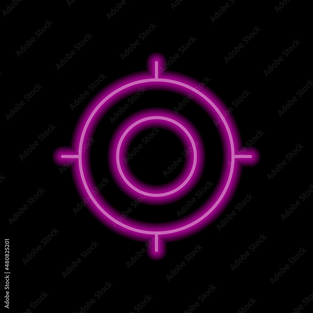 GPS, location simple icon. Flat desing. Purple neon on black background.ai GPS, location simple icon. Flat desing. Purple neon on black background.ai
