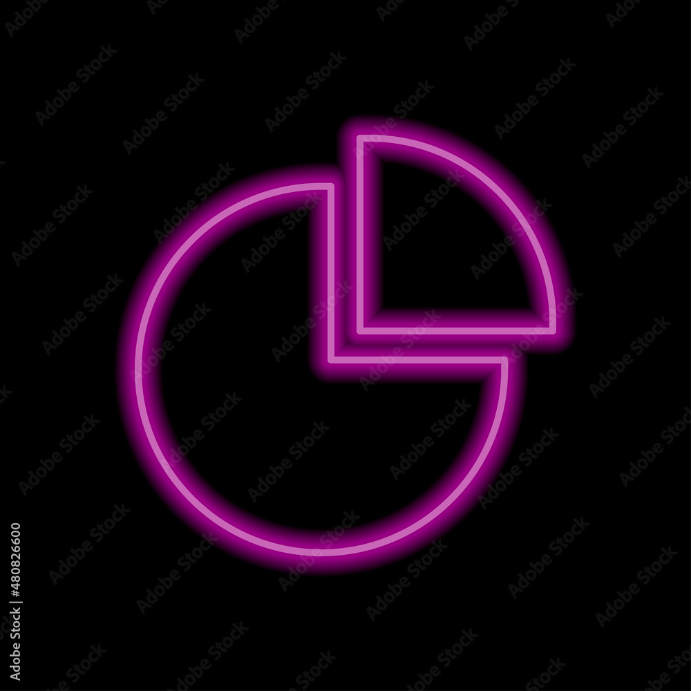 Pie Chart simple icon. Flat desing. Purple neon on black background.ai Pie Chart simple icon. Flat desing. Purple neon on black background.ai
