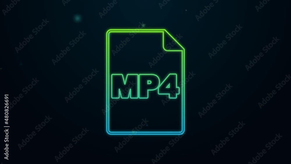 Glowing neon line MP4 file document. Download mp4 button icon isolated on black background. MP4 file symbol. 4K Video motion graphic animation Glowing neon line MP4 file document. Download mp4 button icon isolated on black background. MP4 file symbol. 4K Video motion graphic animation