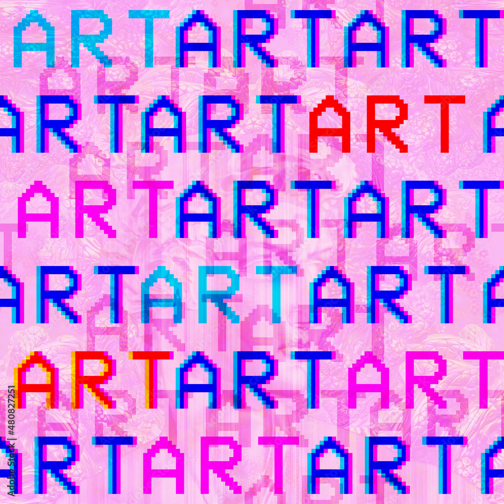 A word Art seamless pattern, glitch style