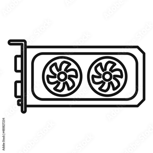Cpu video card icon outline vector. Gpu fan