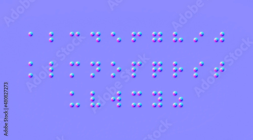 Fototapeta Naklejka Na Ścianę i Meble -  Braille dots alphabet for visually impaired, normal map, 3d render
