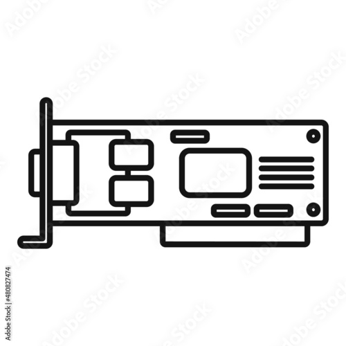 Video card processor icon outline vector. Computer gpu