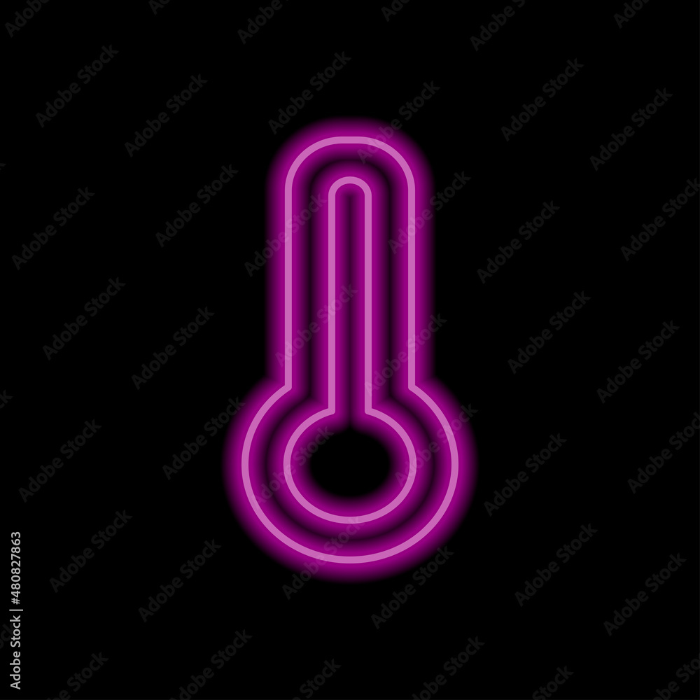 Thermometer temperature simple icon. Flat desing. Purple neon on black background.ai Thermometer temperature simple icon. Flat desing. Purple neon on black background.ai
