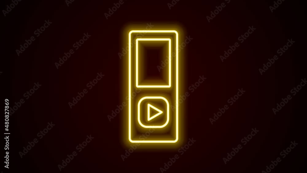 Glowing neon line Music player icon isolated on black background. Portable music device. 4K Video motion graphic animation Glowing neon line Music player icon isolated on black background. Portable music device. 4K Video motion graphic animation