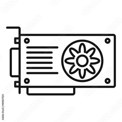 Mining video card icon outline vector. Computer gpu