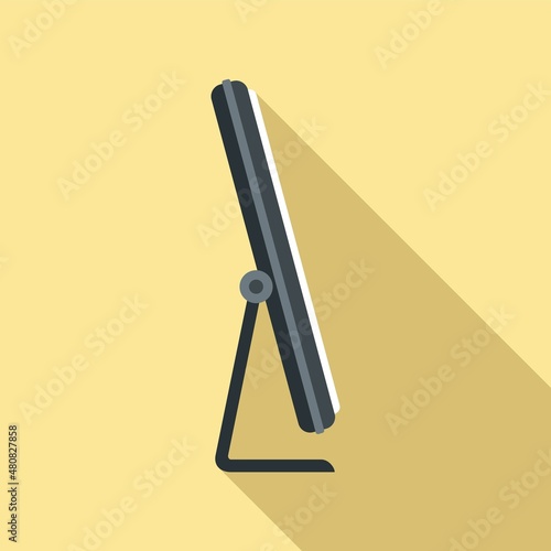 Side view monitor icon flat vector. Computer screen