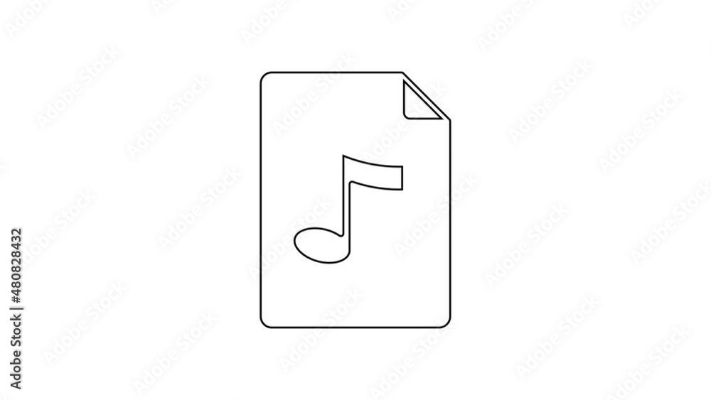 Black line MP3 file document. Download mp3 button icon isolated on white background. Mp3 music format sign. MP3 file symbol. 4K Video motion graphic animation Black line MP3 file document. Download mp3 button icon isolated on white background. Mp3 music format sign. MP3 file symbol. 4K Video motion graphic animation