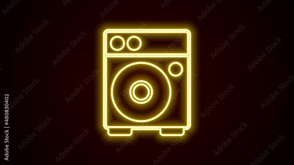 Glowing neon line Guitar amplifier icon isolated on black background. Musical instrument. 4K Video motion graphic animation Glowing neon line Guitar amplifier icon isolated on black background. Musical instrument. 4K Video motion graphic animation