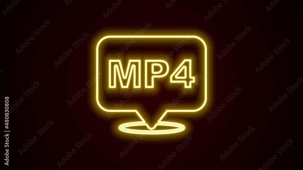 Glowing neon line MP4 file document. Download mp4 button icon isolated on black background. MP4 file symbol. 4K Video motion graphic animation Glowing neon line MP4 file document. Download mp4 button icon isolated on black background. MP4 file symbol. 4K Video motion graphic animation