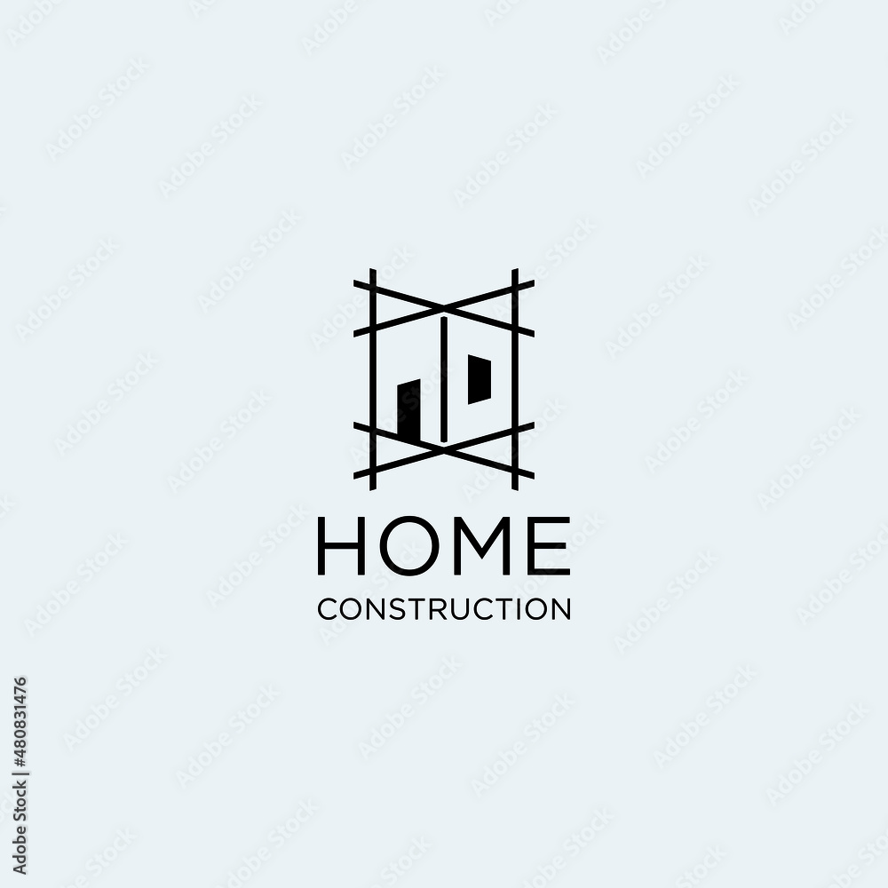 house logo design with building sketch concept for architect and building