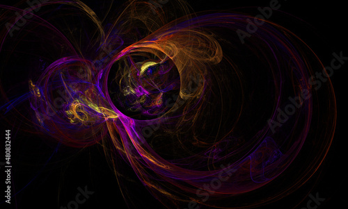 Fantastic light effect. Mystical colored light lines on a black background. Footage  screensaver.