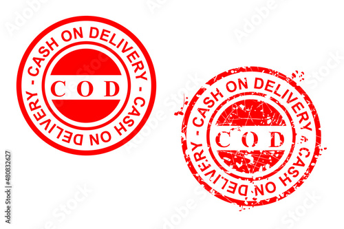 Free Download Set 2, Simple Vector rusty Red Circle Rubber Stamp, Cash on Delivery or COD - GFXLoad