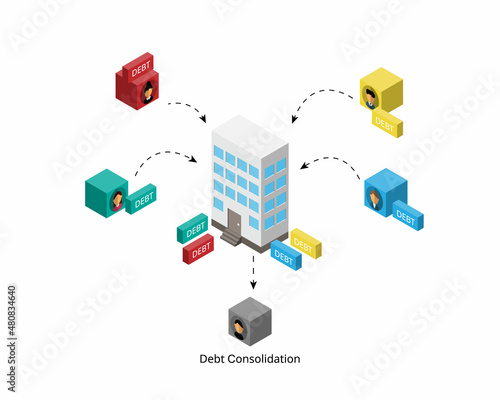 Debt consolidation is a sensible financial strategy to merge multiple bills into a single debt that is paid off with a debt management plan photo