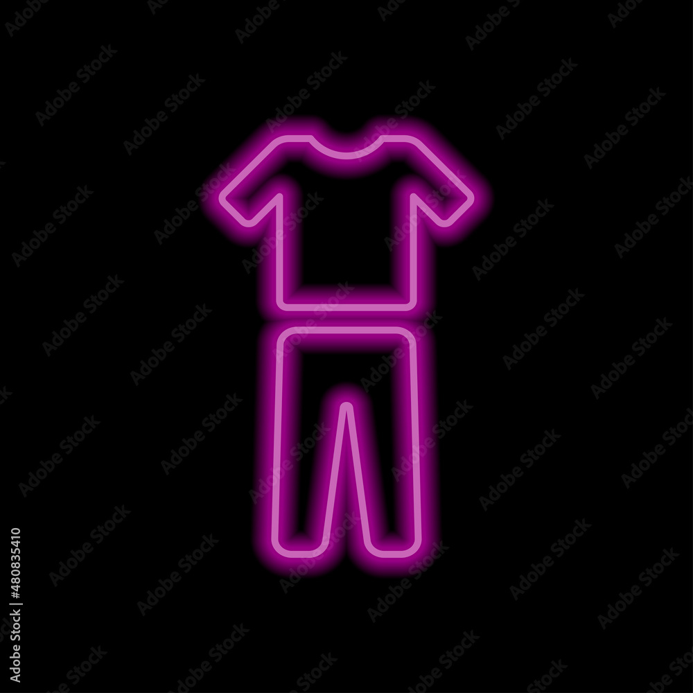 Clothes simple icon vector. Flat desing. Purple neon on black background.ai Clothes simple icon vector. Flat desing. Purple neon on black background.ai