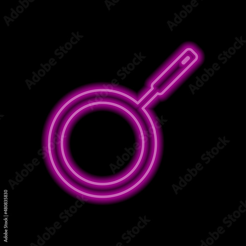 Pan simple icon vector. Flat desing. Purple neon on black background.ai