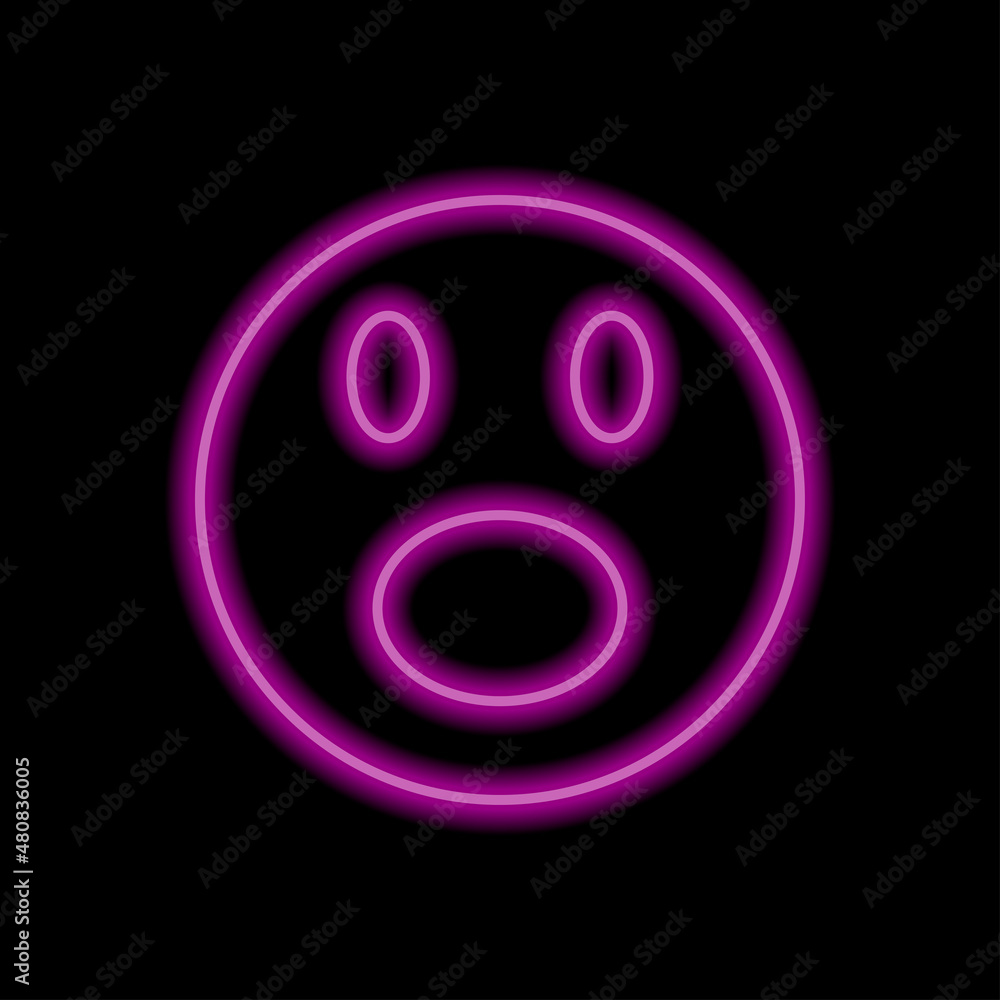 Smile vector simple icon. Flat desing. Purple neon on black background.ai Smile vector simple icon. Flat desing. Purple neon on black background.ai