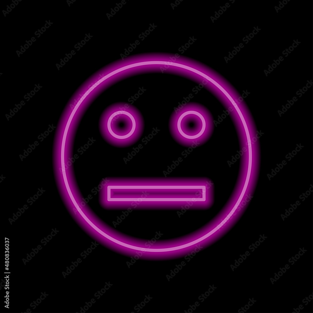 Smile simple icon vector. Flat desing. Purple neon on black background.ai Smile simple icon vector. Flat desing. Purple neon on black background.ai