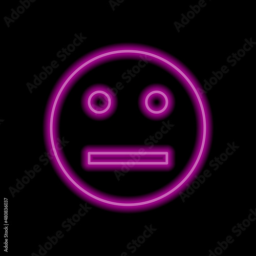 Smile simple icon vector. Flat desing. Purple neon on black background.ai