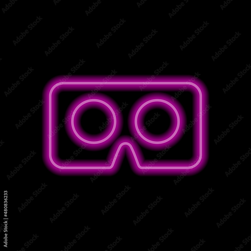 Vr cardboard simple icon. Flat desing. Purple neon on black background.ai Vr cardboard simple icon. Flat desing. Purple neon on black background.ai