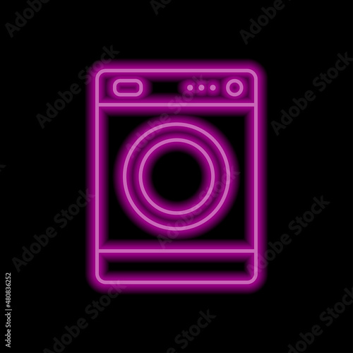 Washer simple icon vector. Flat desing. Purple neon on black background.ai