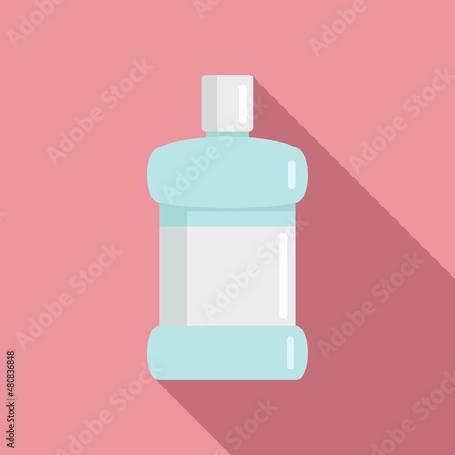 Hygiene mouthwash icon flat vector. Tooth bottle