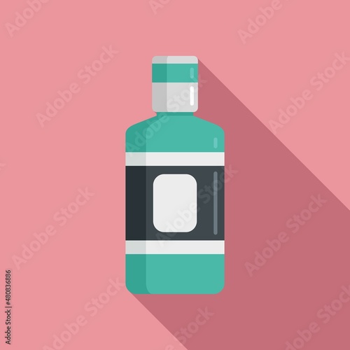 Teeth mouthwash icon flat vector. Dental wash