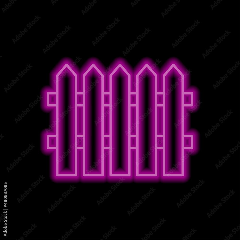 Fence simple icon. Flat desing. Purple neon on black background.ai Fence simple icon. Flat desing. Purple neon on black background.ai