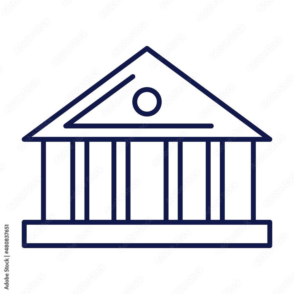 Web. Bank icon, vector flat illustration line icon of bank Web. Bank icon, vector flat illustration line icon of bank