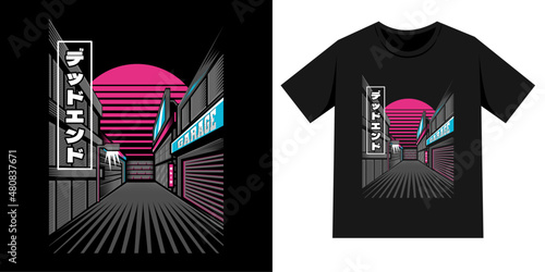 japanese street, with Japanese text which means dead end, street wear.