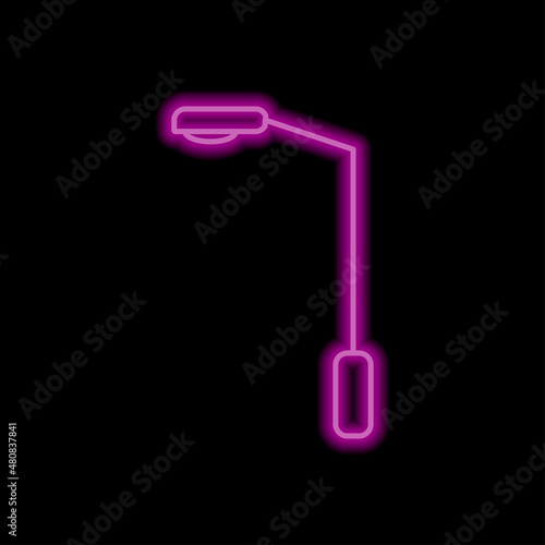 Street light simple icon. Flat desing. Purple neon on black background.ai