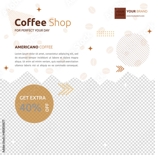 Coffee Shop Cafe Social Media Post Template Promotion Photo Space