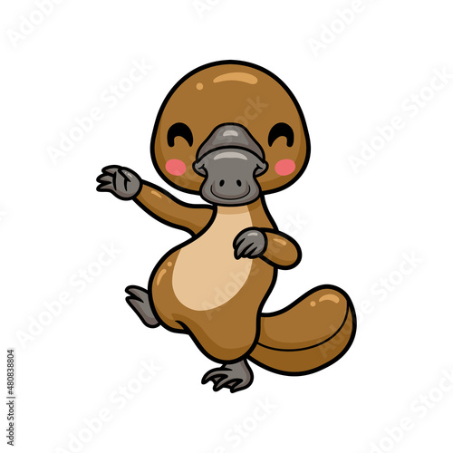 Cute baby platypus cartoon dancing