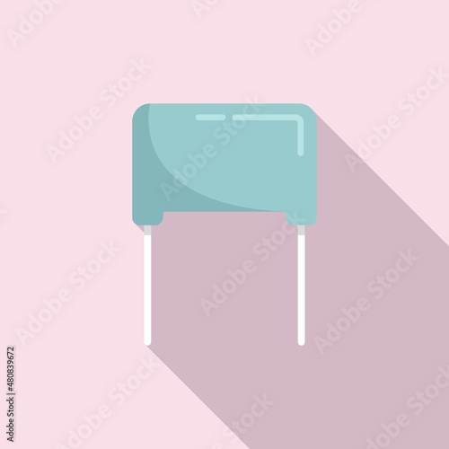 Current capacitor icon flat vector. Circuit resistor